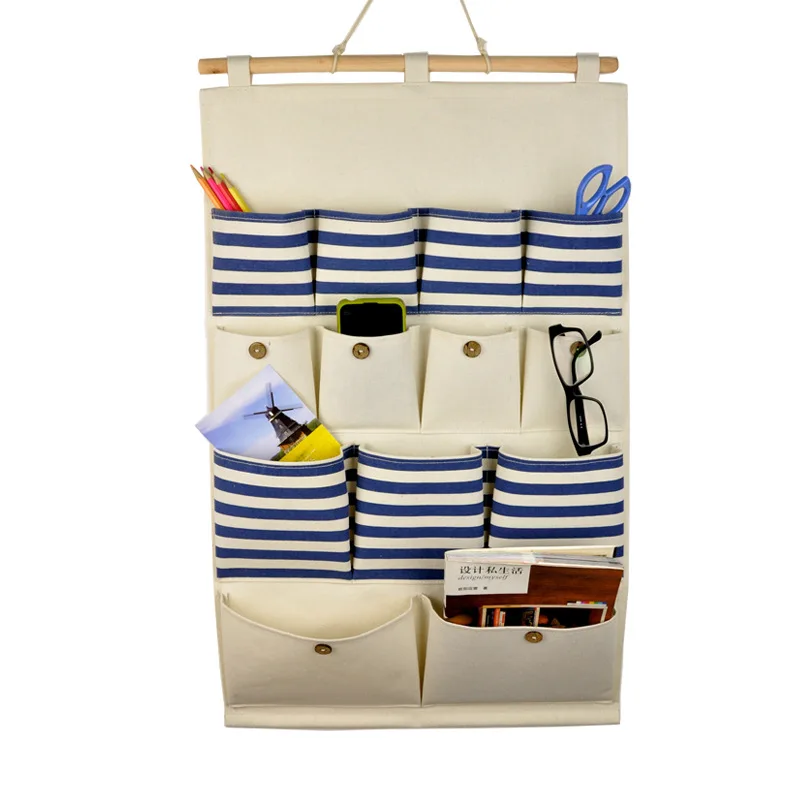 Cotton Linen 12 Pockets Closet Door Home Wall Hanging Organizer Storage