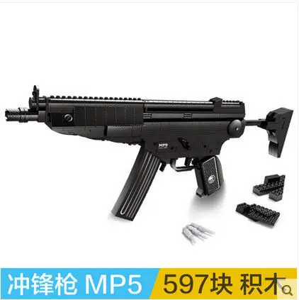 

Ausini P22705 Gun Series Submachine Gun MP5 597pcs  Pistol Gun Model Building Block Sets Educational DIY Bricks Toys