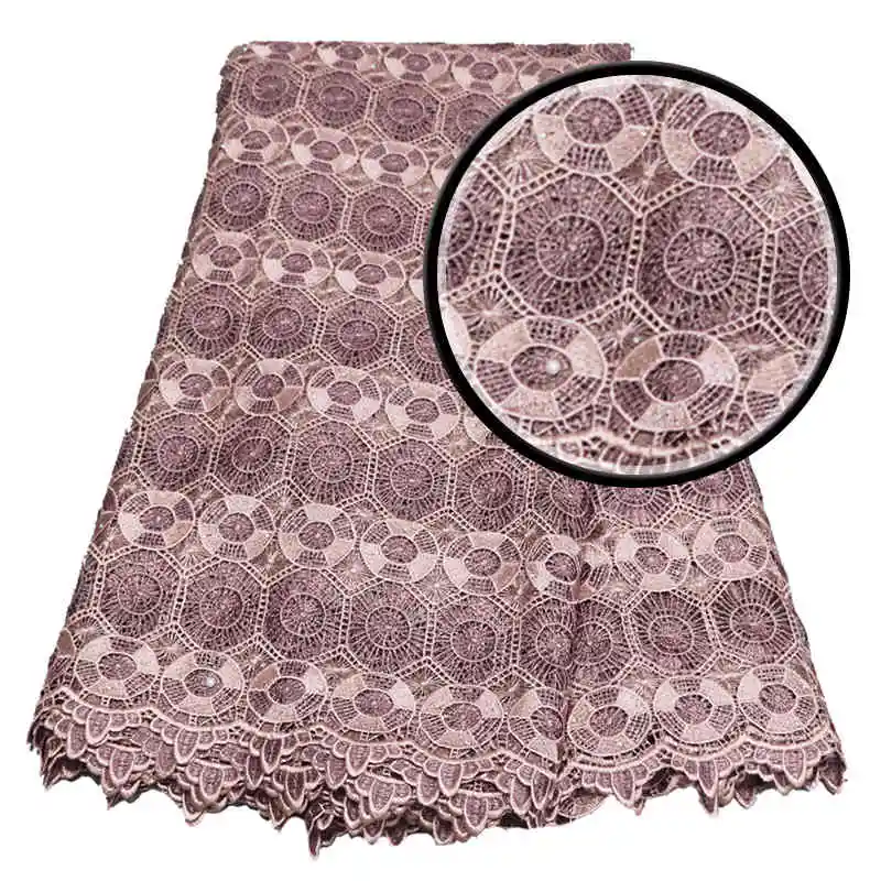 

hot salesPopular latest High quality2018African guipure cord lace With Stones fabric for Nigerian Christmas party Dress GZ1888-8