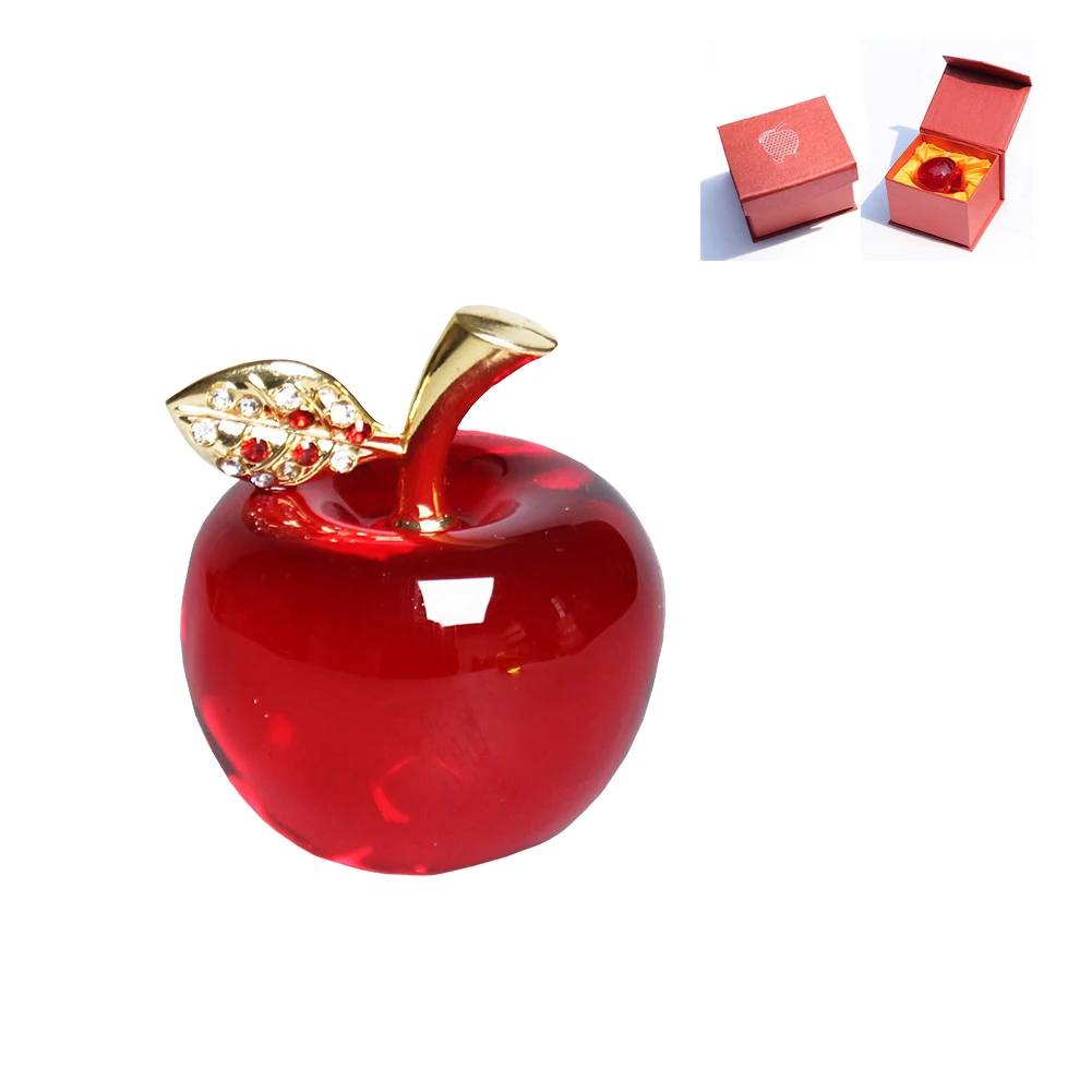 

Christmas Crystal Apple Paperweight Glass Crafts Home Decoration Car Ornaments Figurine Miniature Souvenir Gifts(Crystal Leaf)