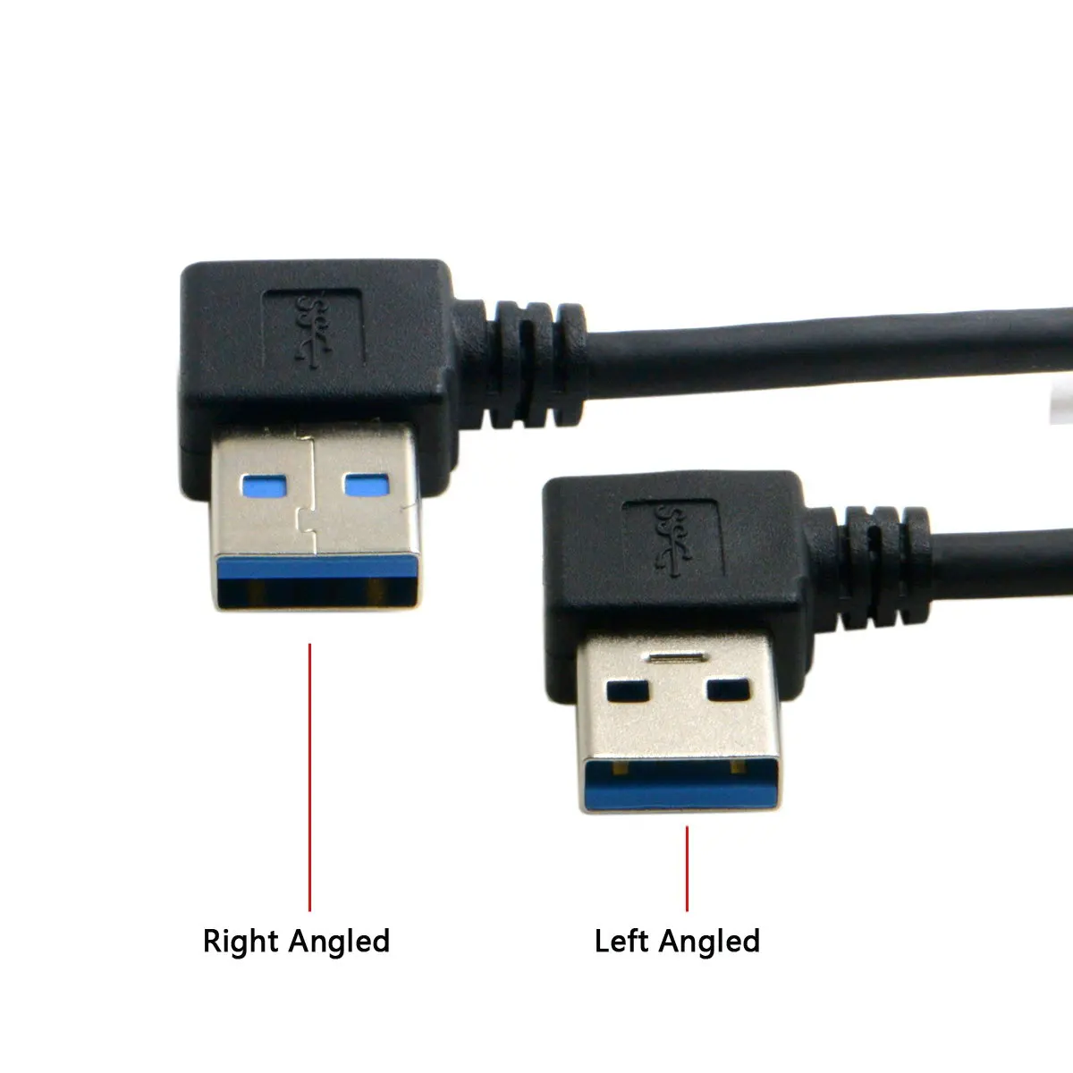 

USB 3.0 Type A Male 90 Degree Left Angled to USB 3.0 A Type Right Angled Extension Cable 50cm