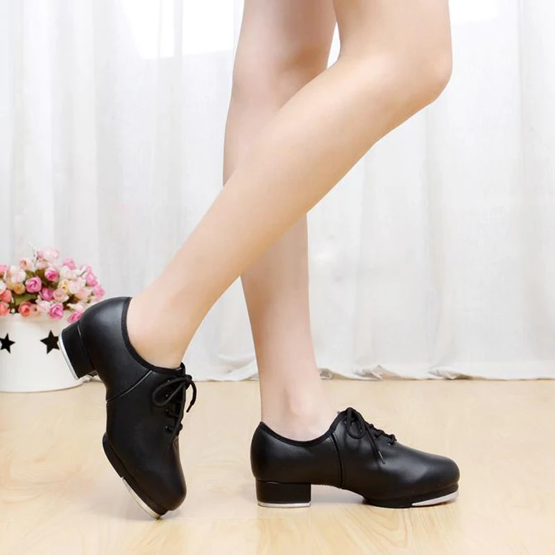 Boy's Tap ShoeMen Step Dancing Shoes Genuine Leather Kid's Tap Shoes