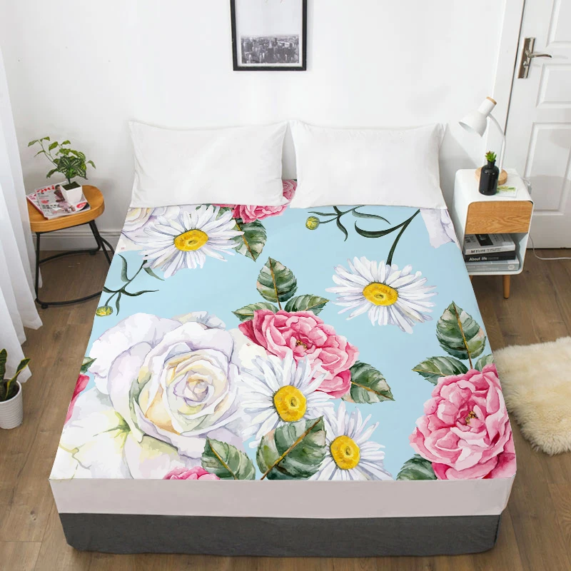 3D HD Digital Print Custom Bed Sheet With Elastic,Fitted Sheet Twin/Full/Queen/King,Nordic Flower cactus Mattress Cover 160x200