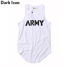 Мужская майка в стиле хип-хоп с принтом темных иконок и надписями, мужская летняя удлиненная длинная майка черного и белого цвета