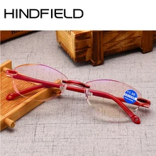 Hindfield Сверхлегкий очки для чтения Для женщин анти-Blu-ray очки TR90 закончил Читать очки старик без оправы+ 100-400 O674