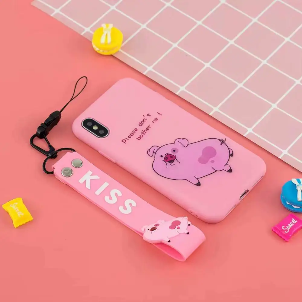 xiaofenzhu Для iPhone X XR XS MAX 7 8 6 6 S Plus Популярный милый мультяшный ремешок модный силиконовый чехол для телефона чехол для iPhone 7 8 6 - Цвет: xiaofenzhu
