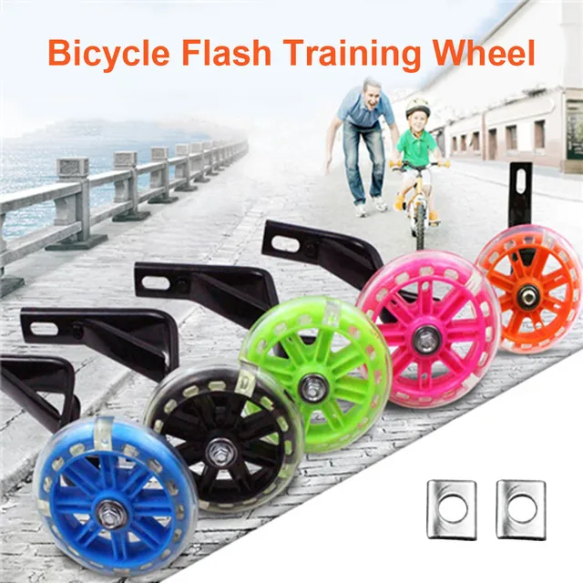 Best Price 1 Pair Children Kids Bicycle Bike Training Wheels Flash Stabilisers Safe For Cycling Balance Kids Learn Cycling Auxiliary wheel