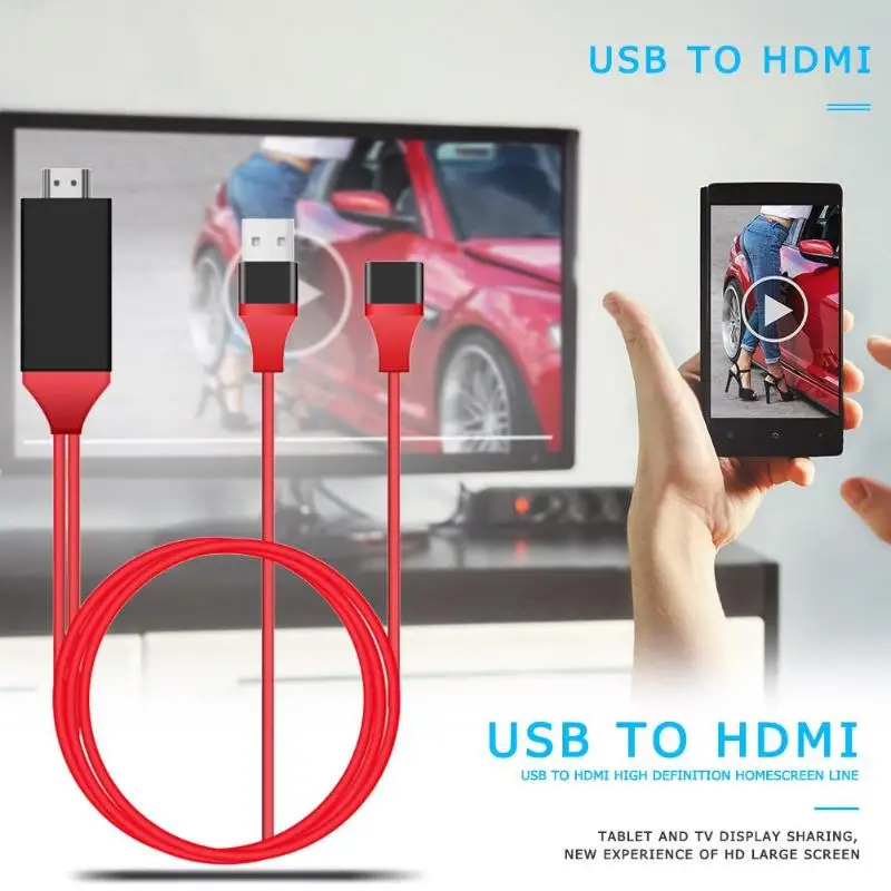 Alloyseed 8-контактный usb-кабель для зарядки к HDMI кабель HD ТВ HD 1080 P конвертер мультимедийного интерфейса высокой четкости 8-контактный usb-кабель для зарядки к HDMI Мужской адаптер для Android 5,0/iOS