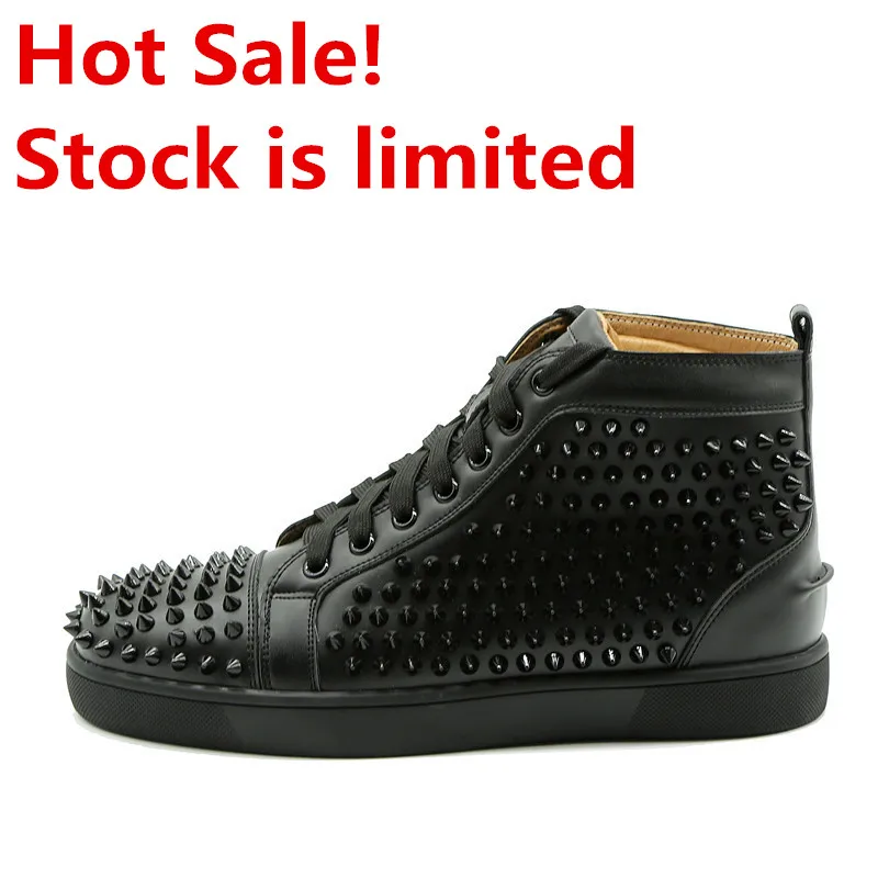 Men Spike Stud leather casual shoes rivets sneaker lace up flat high top men casual outdoor men shoes Zapatillas Hombre