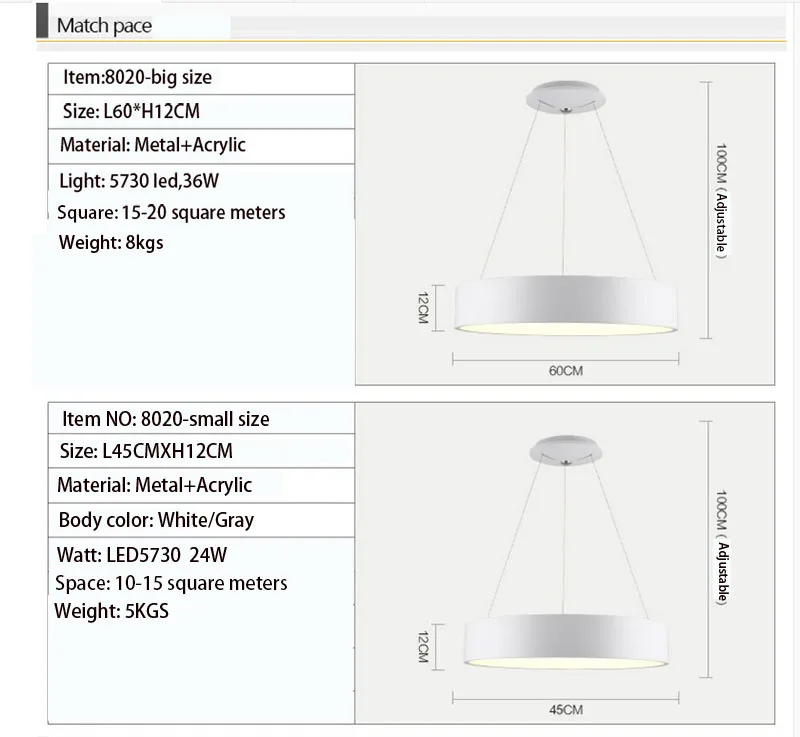 Современный D450mm круглый круг подвесной светильник 28 Вт led столовая кухонный подвесной светильник бытовой подвесной светильник люстра