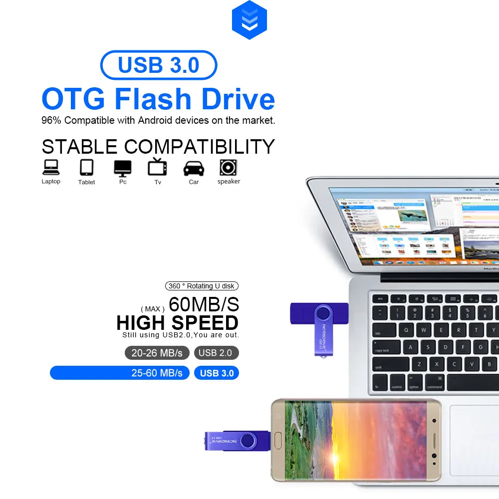USB 3,0 OTG флеш-накопитель вращающийся USB флеш-накопитель 8 ГБ 16 ГБ 32 ГБ 64 ГБ флеш-накопитель для Android Mobile Pendrive 128 ГБ
