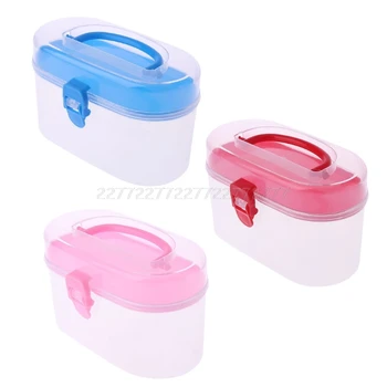 

Plastic Box Storage Box Organizer Double Layer Cosmetic First Aid Emergency Medicine Sewing Tools Kit Plastic Container N01