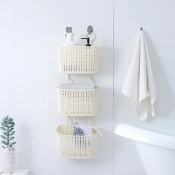 

Multifunction Bathroom/Kitchen Hanging Basket Imitation Rattan Storage Basket Shower Stackable Sundries Storage Box Case 4 Color