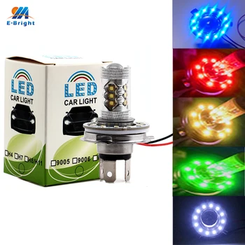 

YM E-Bright H4 3535 80W 16 SMD Motorcycle Headlamps Car Headlights Refit LED Angel Eyes 3528 12 SMD 40mm Devil Eyes