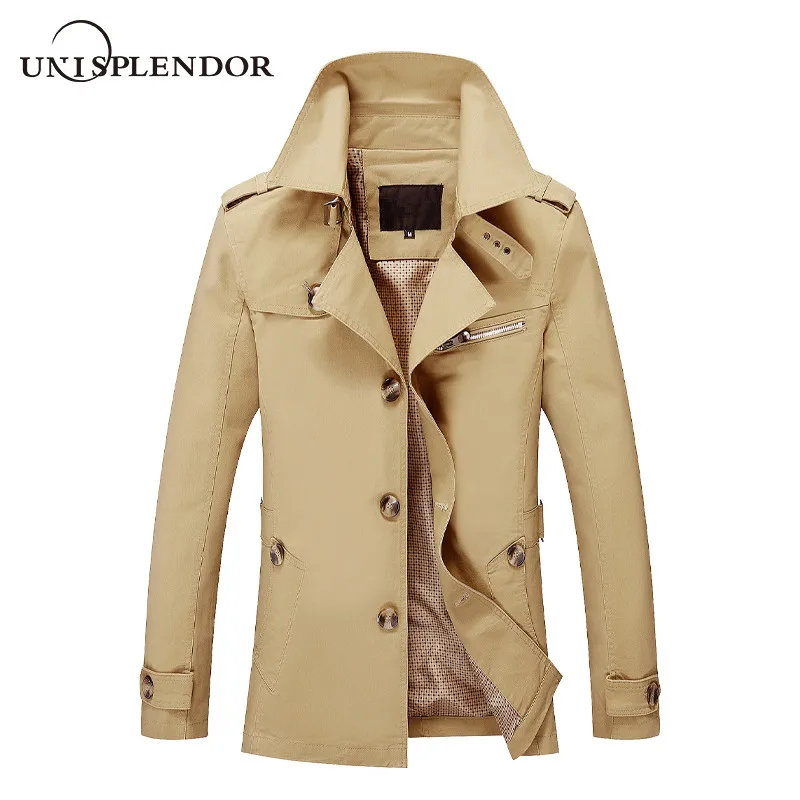 

2019 100% Cotton Men Jacket Coat Spring Autumn Men Windbreaker M-5XL Plus Size Homme Man Jacket Fit Casual Silm Overcoat YN10487