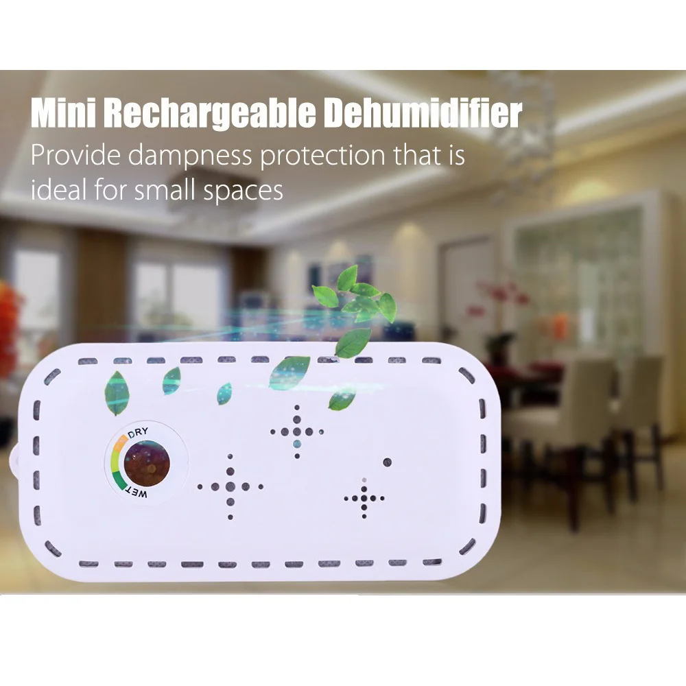 

Mini Air Dehumidifier Rechargeable Cordless Dehumidifier Practical Absorbing Moisture Air Dryer for Home Office US and EU plug