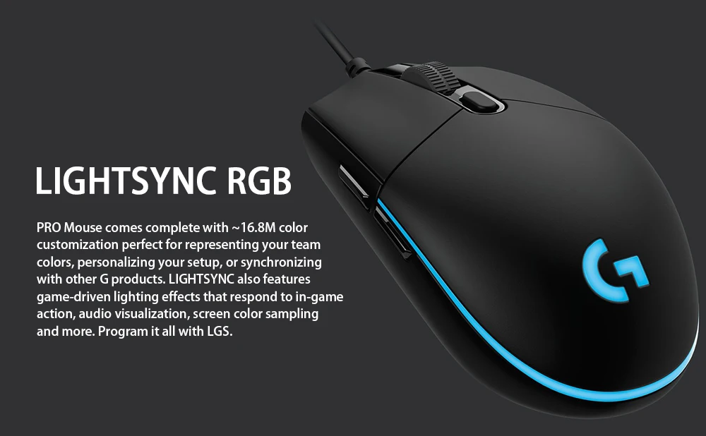 Профессиональная игровая мышь logitech G Pro для электронных видов спорта, проводная мышь с героем 16K RGB для геймеров, использующих мышь