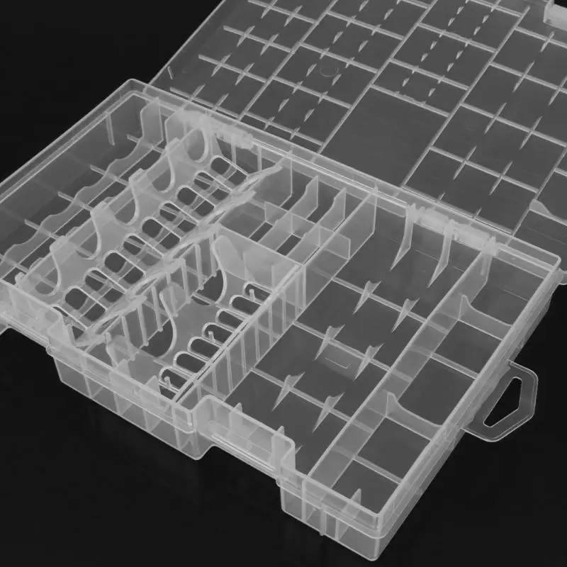Прозрачная коробка для хранения, прозрачная пластиковая коробка для батарей AAA/AA/C/D/9 V, жесткий пластмассовый футляр для аккумулятора, держатель для хранения, контейнер для батареи