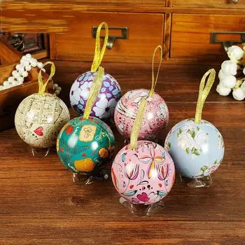 

Retro Diameter 6.8 cm Tinplate Ball Candy Box Birthday Chocolate Packaging Wedding Party Supplies 10pcs/lot DEC100