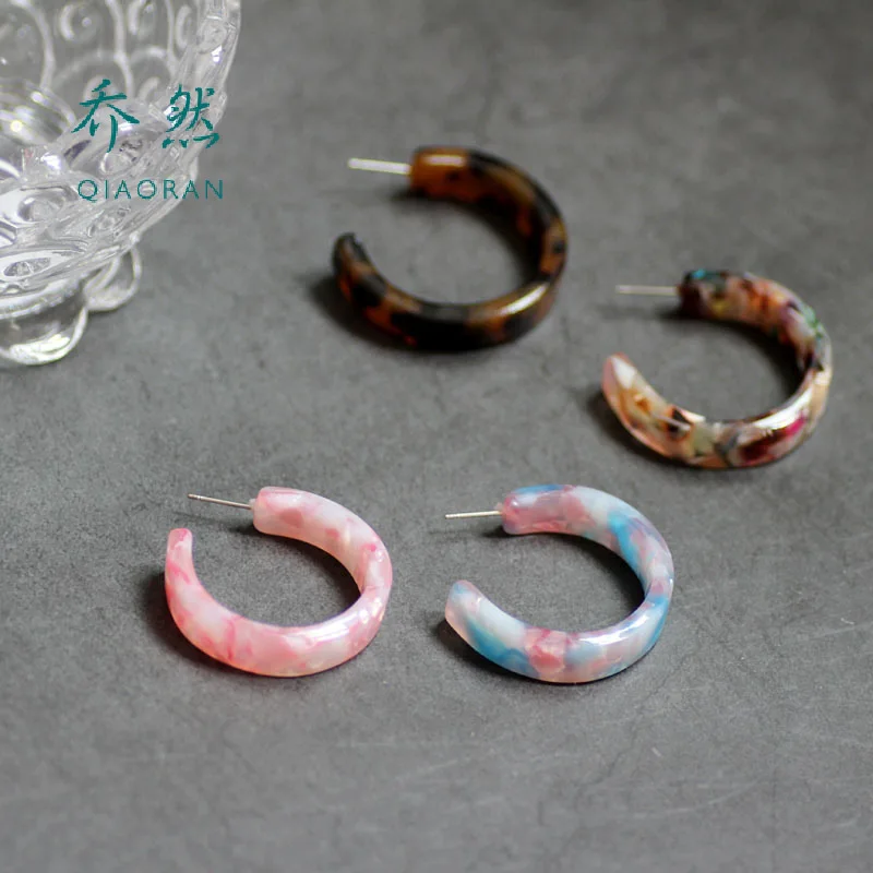 

Acetic Acid C Large Round Earrings for Women Tortoiseshell Acetic Acid Version C-shaped Earring Temperament DIY Handmade Jewelry