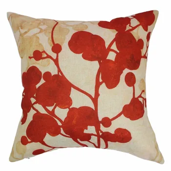 

Red Flower Printed Linen Cushion Case Decorative Throw Pillows Pillowcase for Living Room Seat Throw 45*45cm Pillowcases