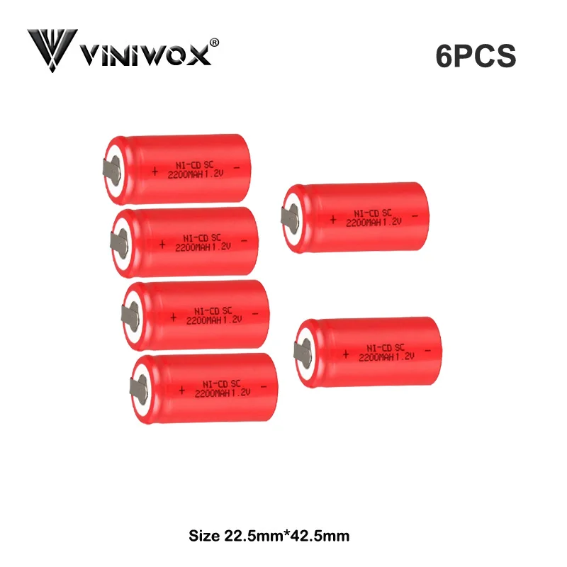 Электрические батареи 1,2 V SC 2200mAh Ni-CD аккумуляторные батареи Электроинструмент батареи Subc батареи хорошего качества DIY к батарейным пакетам