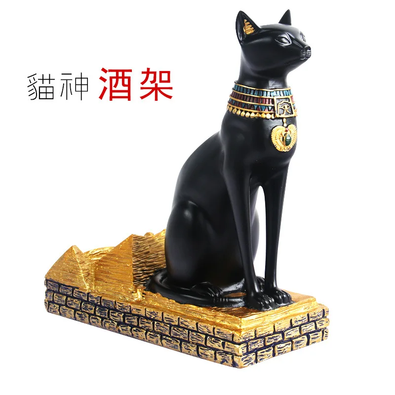 Египетский кот, Бог, Черный счастливый кот, ретро винный стеллаж, животное, пивной держатель, подставка для виски, декор для гостиной, аксессуары для бара, домашние бары - Цвет: Egyptian Cat God