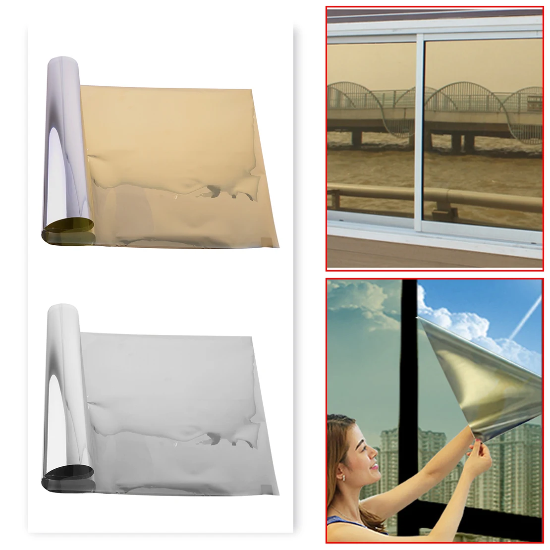 

LETAOSK Silver Grey/Gold Non-transparent Anti-UV Mirror Solar Reflective Window Glass Tint Film One Way Membrane Sticker