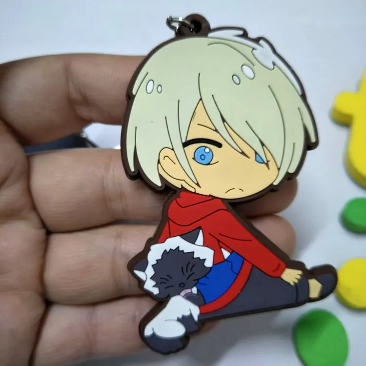 Двусторонний мягкий резиновый брелок YURI Katsuki Victor Nikiforov Yuri Plisetsky для ключей подарок