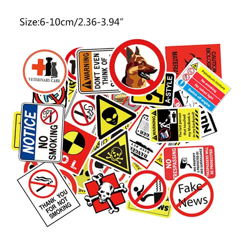 50 PCS Impermeabile di Protezione Solare IN PVC Avvertimento Il Divieto Della Decalcomania Pasters Divertente Rimovibile Auto Del Computer Valigia Adesivi Graffiti