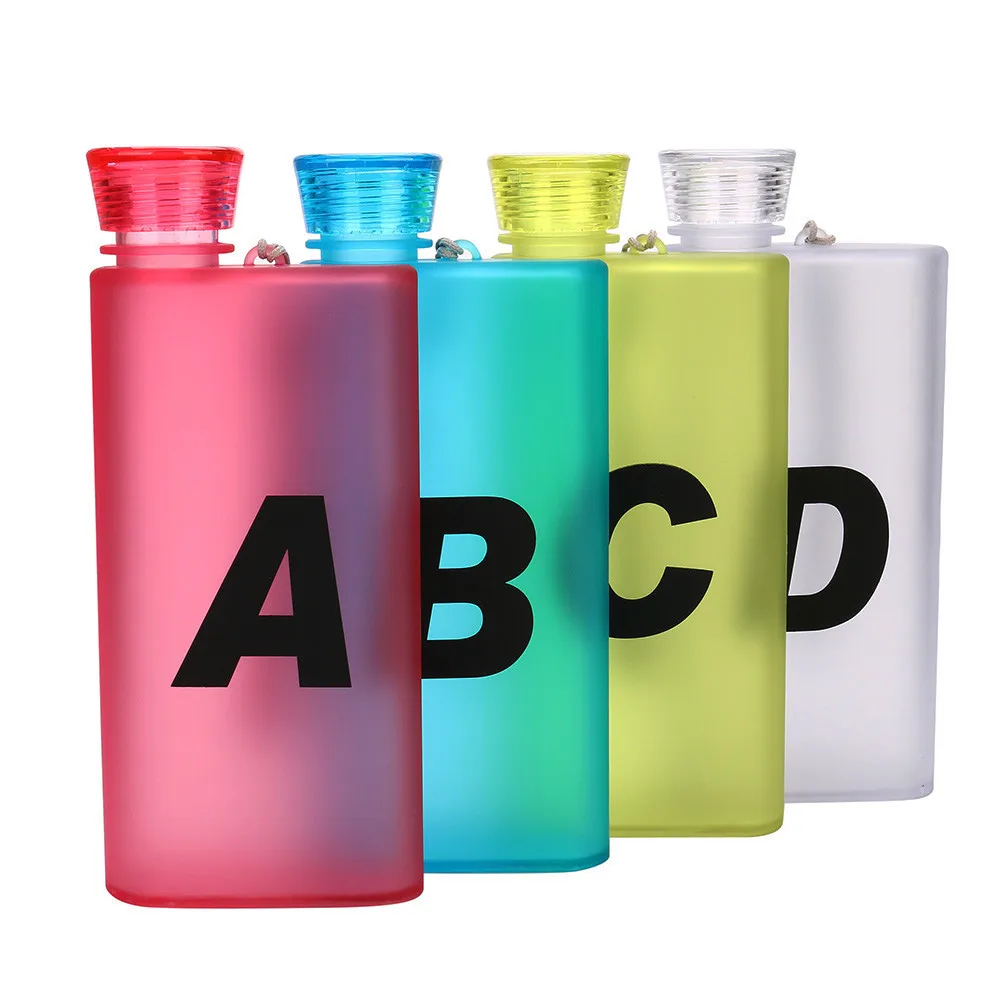 

Creative plastic flat cup 300ml water bottle portable water bottle outdoor sports travel bottle leakproof high temperature HOT