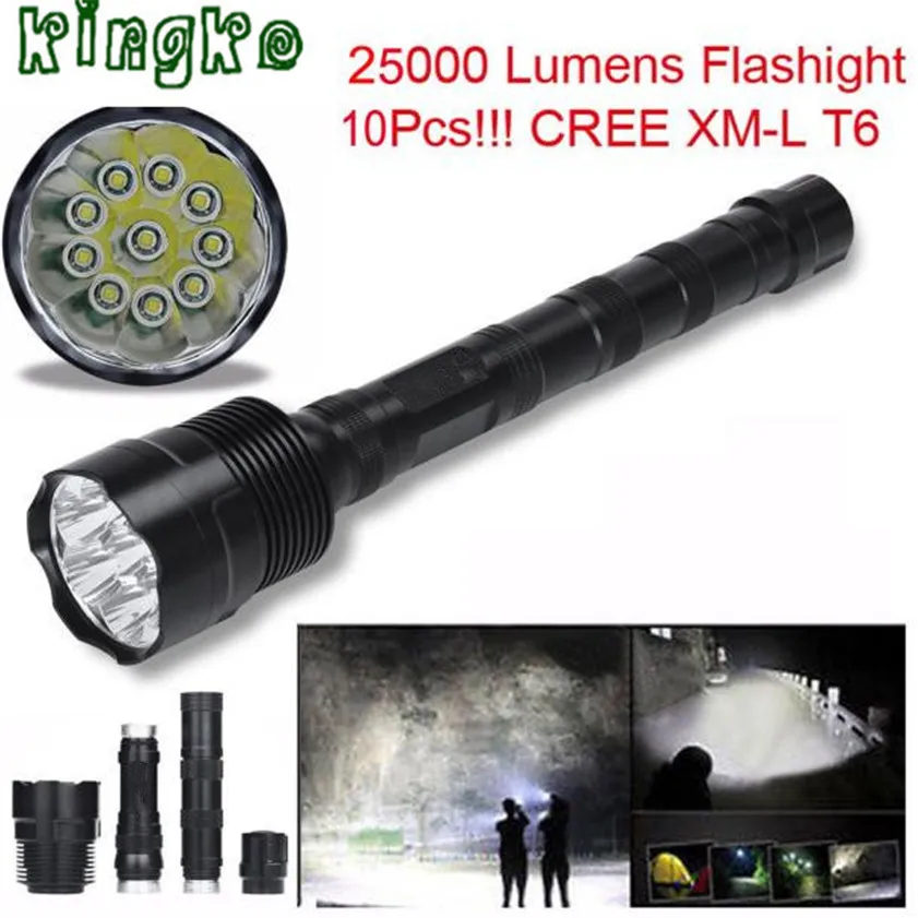 Высокое качество 25000 люмен 10x CREE XML T6 5 Режим 18650 супер яркий светодиодный фонарик 1