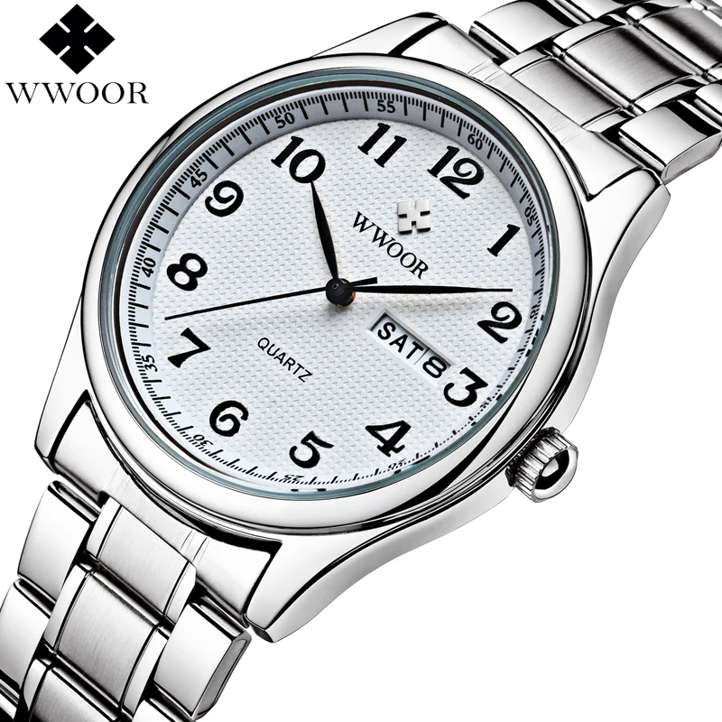 Achat WWOOR Marque De Luxe Hommes Montres À Quartz Analogique Date Horloge Mâle Casual Sport Montre Hommes En Acier Inoxydable Montre Bracelet Relogio Masculino