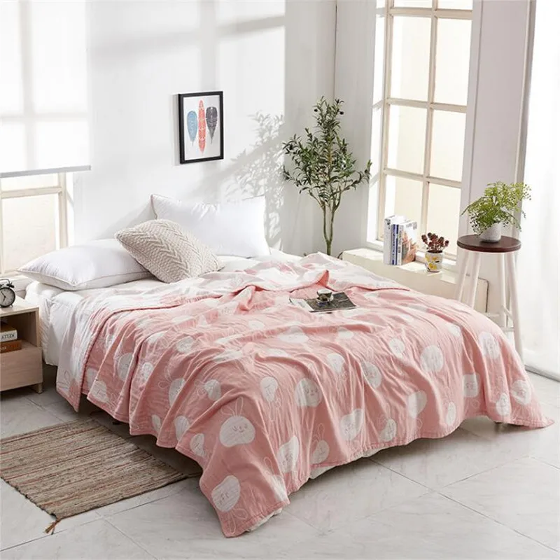 200*230cm 3 layers Muslin Lightweight Summer Blanket for Bed Sofa Combed Cotton Quick Dry Throw Blankets Bed Coverlet sheet - Цвет: 200x230cm