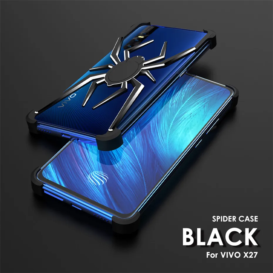 R-just для VIVO X27 Spider металлический корпус противоударный алюминиевый сплав бампер чехол для VIVO X27 - Цвет: Black