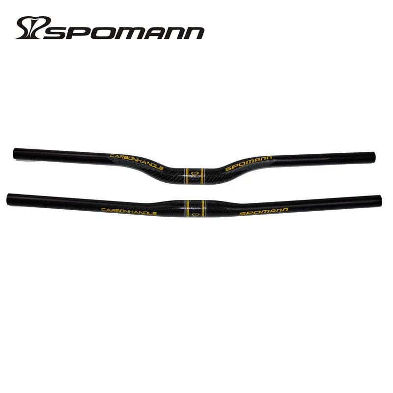 

SPOMANN Full Carbon Flat Bike Road Handlebar Carbon 3K Gloss Yellow Bicycle Rise Handle Bar MTB Bicicleta Accessories