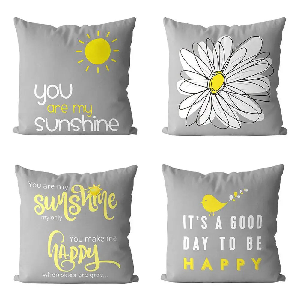 

Sunshine Flower Happy Pillow Case Cushion Cover Home Sofa Bed Car Cafe Home Office Decor