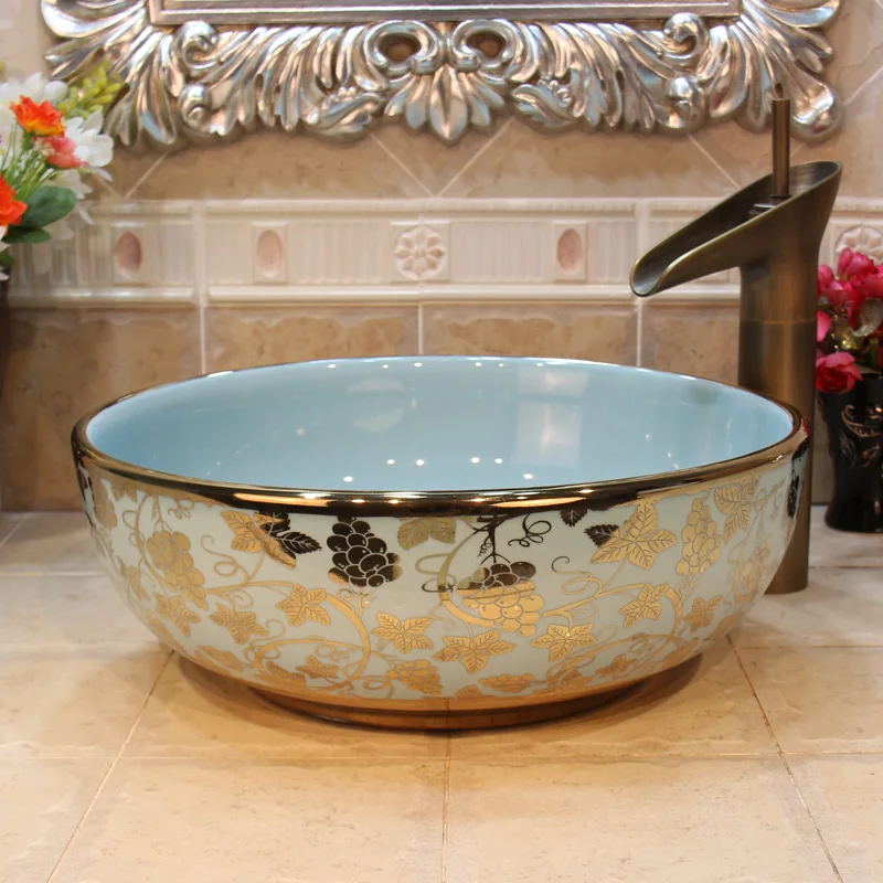Chinese Cloakroom Counter Top porcelain wash basin bathroom sinks