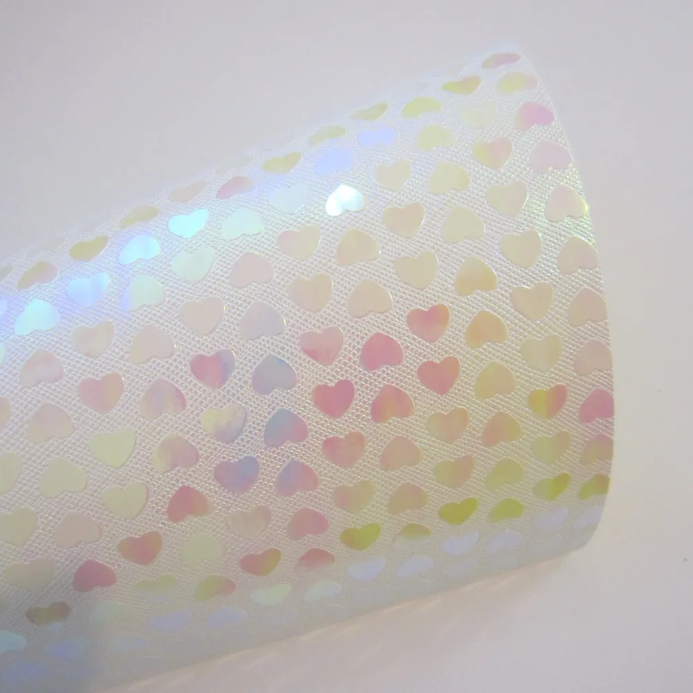 

30cmX134cm Iridescent Multicolor Love Hearts Leatherette Faux synthetic leather roll For Wallpaper Bags gift box package CN149