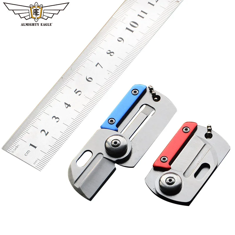 

ALMIGHTY EAGLE Portable Dog Tag Mini Blade Fold Hunting Camping Survival EDC tool Key Chain Ring Outdoor tools