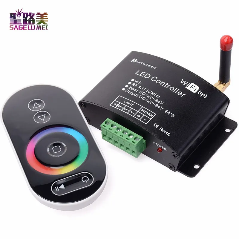 

free shipping DC12v-24V Led Wifi Controller with RF touch panel remote 2.4G wifi led dimmer/color temperature/RGB controller