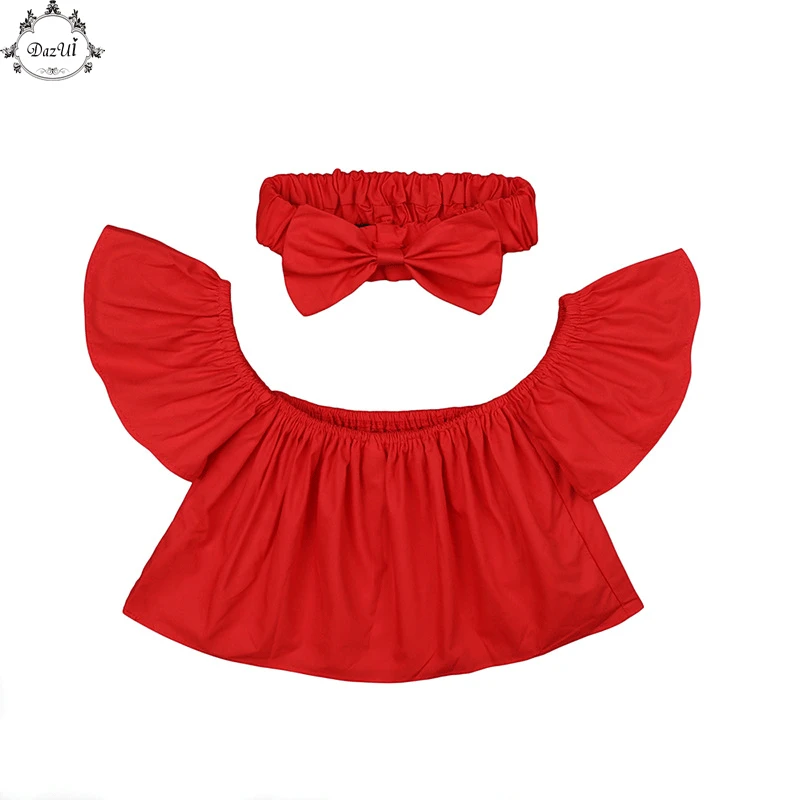 Ins Baby Girls Top Solid Color Plain Baby Girls Tee Summer Cute Ruffle