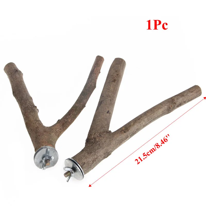 

Pet Parrot Raw Wood Fork Stand Rack Toy Hamster Branch Perches For Bird Cage