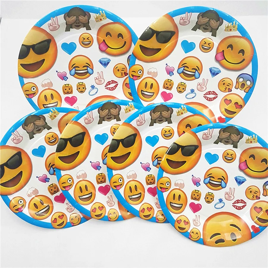 

6pc/set emoji plates kids birthday party supplies emoji paper dishes happy wedding party decoration baby shower tableware favors