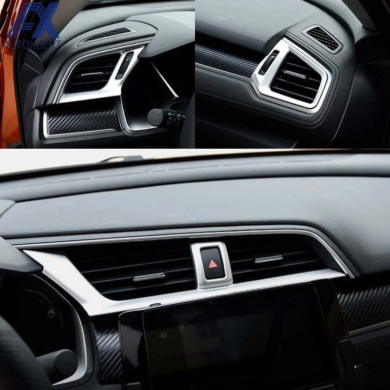 

AX Front Center Side Air Vent Outlet Console Chrome Trim Cover Bezel For Honda Civic 2016 2017 2018 Car-Styling Accessories Kit