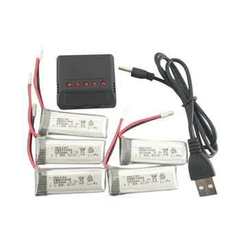 

Hubsan X4 H107P helicopter battery H107P-09 spare parts for aircraft 5PCS 3.7V 520mah and 5 in 1 charger