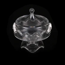 Plastic Transparent Dessert Pot Pastry Plate Kitchen Furniture Toy for Children Gift Wholesale Kids 1:12 Dollhouse Miniature