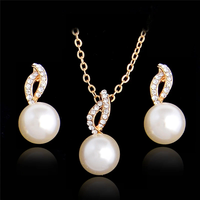 H HYDE font b Luxury b font Imitation Pearl Necklace Earrings font b Wedding b font