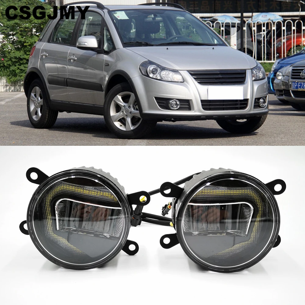 

3-IN-1 Functions LED For Suzuki SX4 2011 - 2016 2017 2018 DRL Daytime Running Light Car Projector Fog Lamp with yellow signal
