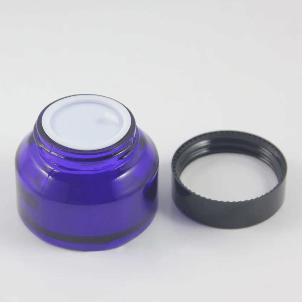 Download 30pcs wholesale 50g blue glass cream jar with black ...